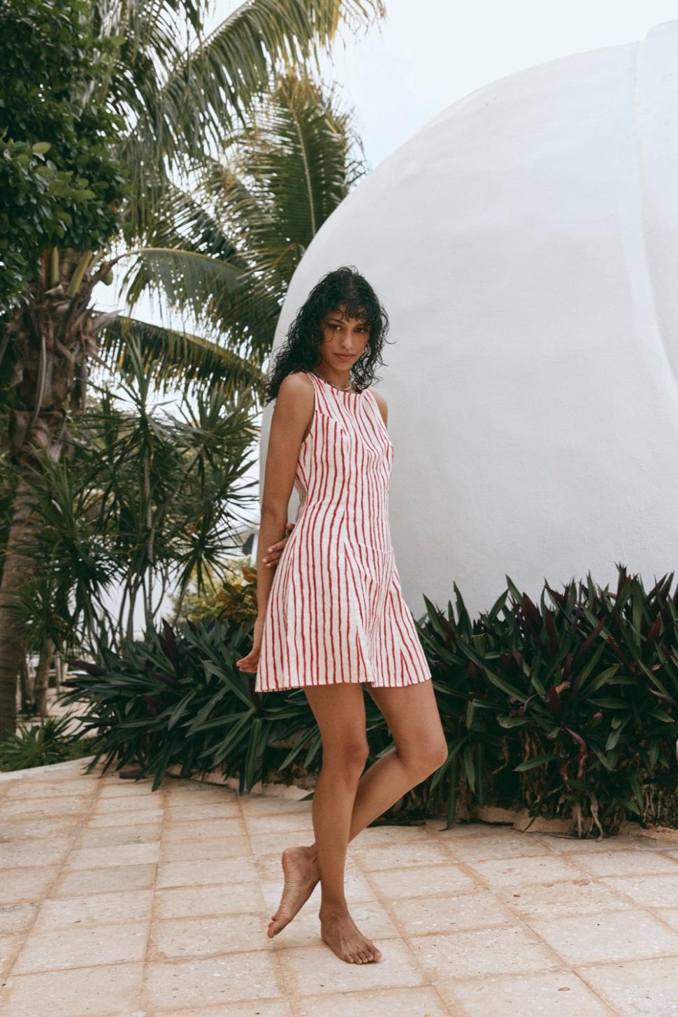 VRG GRL Mini Dresses | Women Chloe Linen Mini Dress Stripe