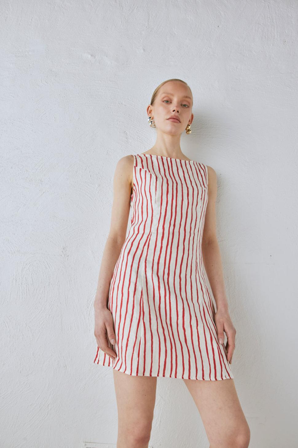 VRG GRL Mini Dresses | Women Chloe Linen Mini Dress Stripe