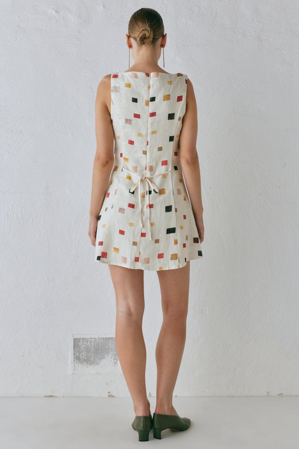 VRG GRL Mini Dresses | Women Chloe Linen Mini Dress Tile