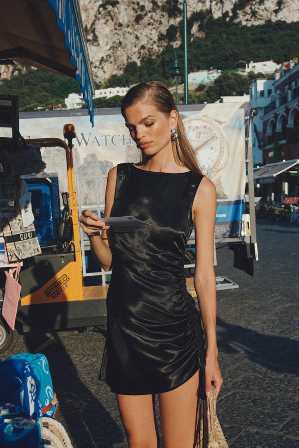 VRG GRL Mini Dresses | Women Dance Satin Mini Dress Black