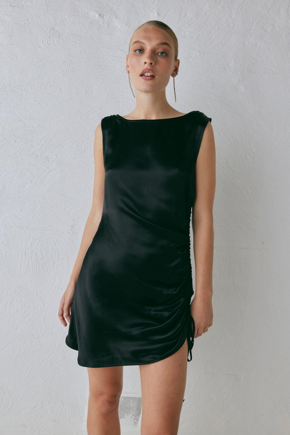 VRG GRL Mini Dresses | Women Dance Satin Mini Dress Black