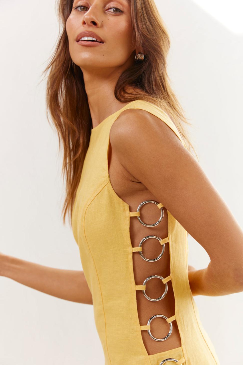 VRG GRL Mini Dresses | Women Discoteca Mini Dress Yellow