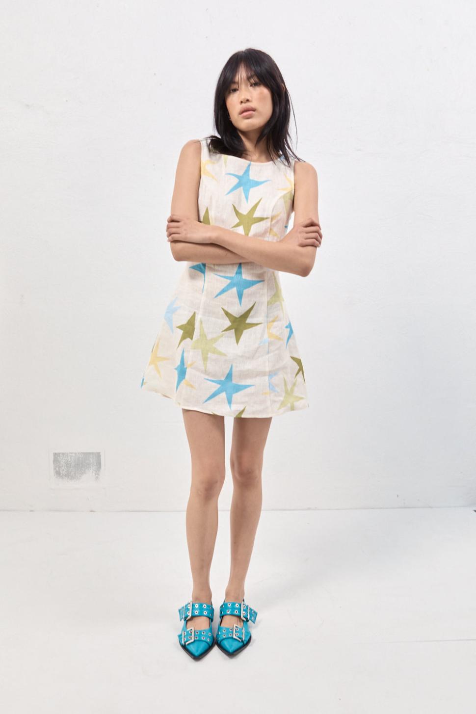 VRG GRL Mini Dresses | Women Esther Linen Mini Dress Star