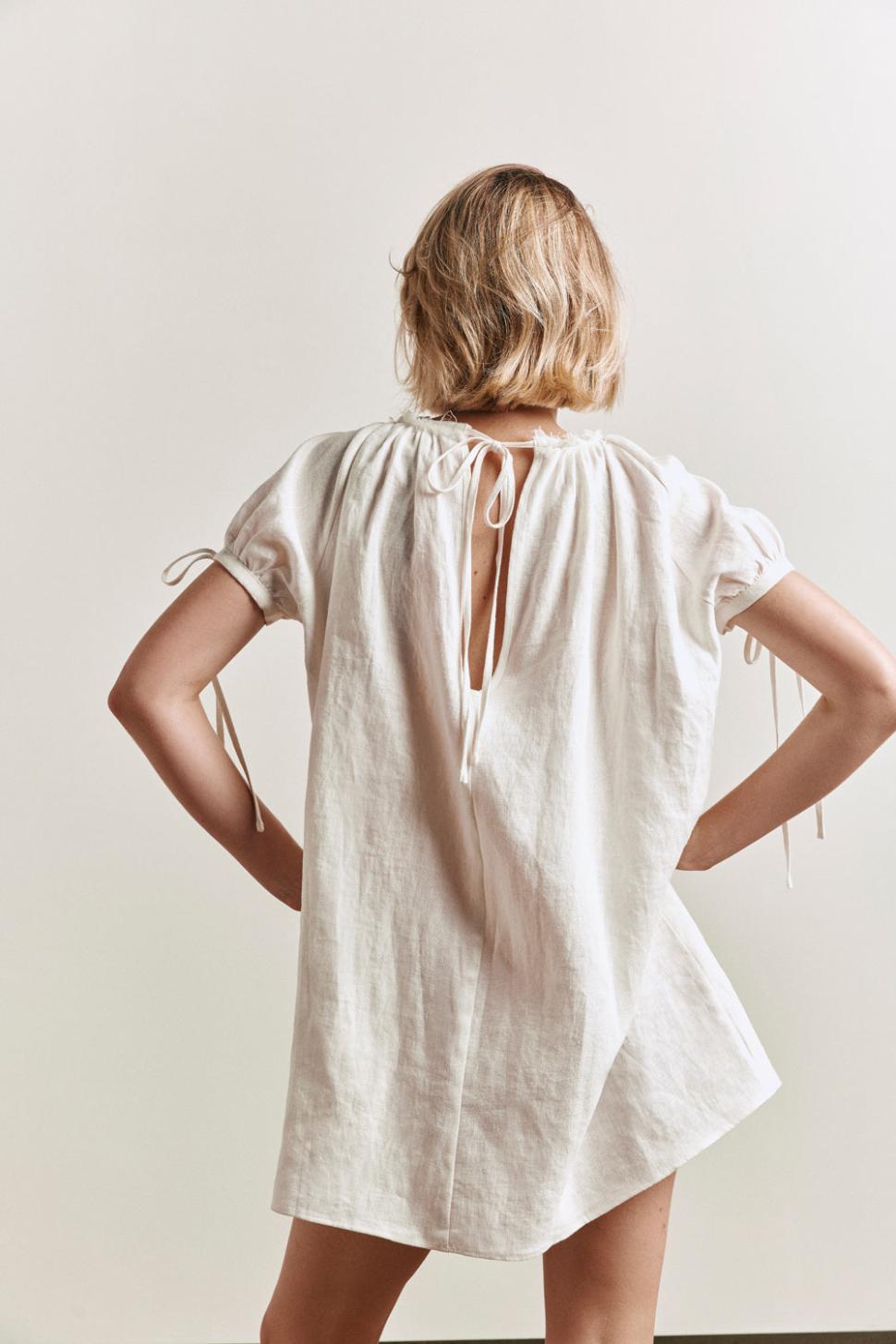 VRG GRL Mini Dresses | Women Evelyn Linen Mini Dress White