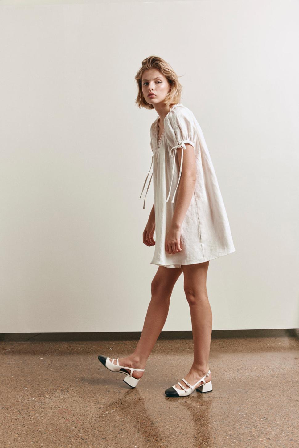 VRG GRL Mini Dresses | Women Evelyn Linen Mini Dress White