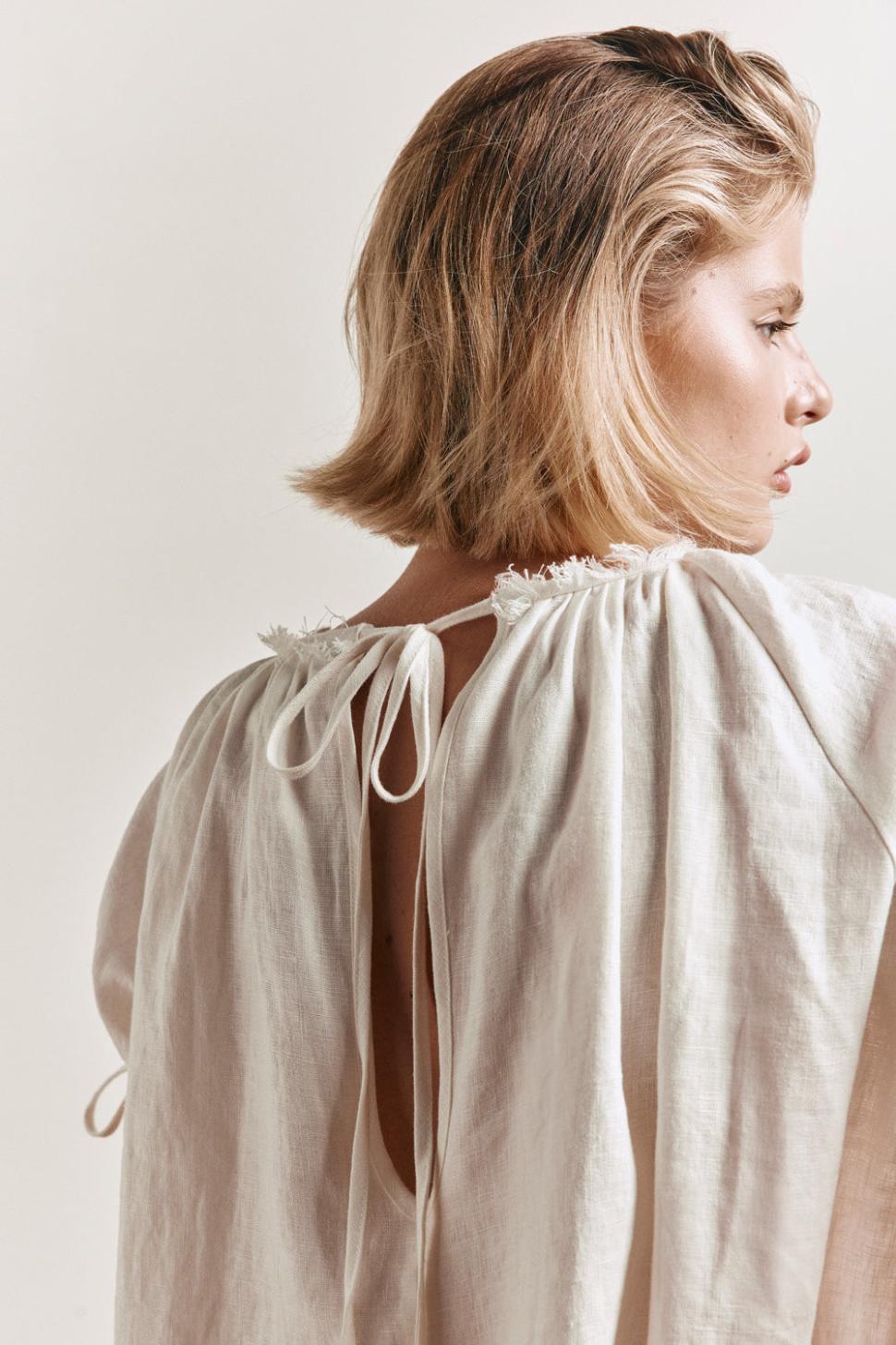 VRG GRL Mini Dresses | Women Evelyn Linen Mini Dress White