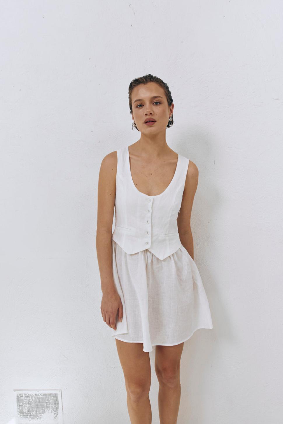 VRG GRL Mini Dresses | Women Ma Cherie Linen Mini Dress White