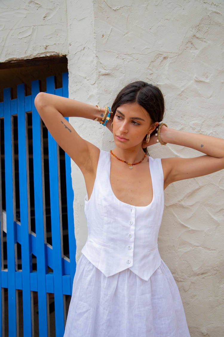 VRG GRL Mini Dresses | Women Ma Cherie Linen Mini Dress White