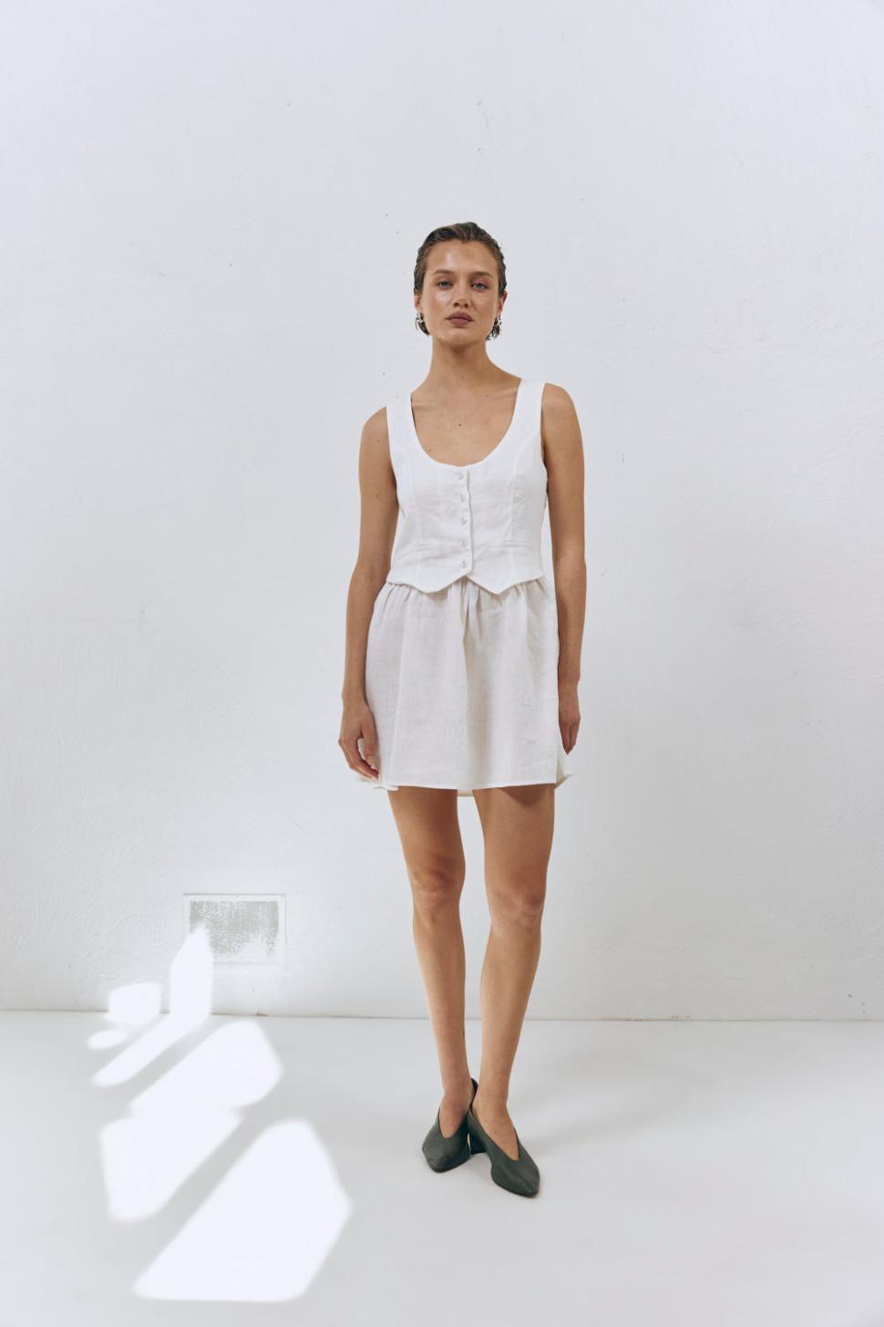 VRG GRL Mini Dresses | Women Ma Cherie Linen Mini Dress White