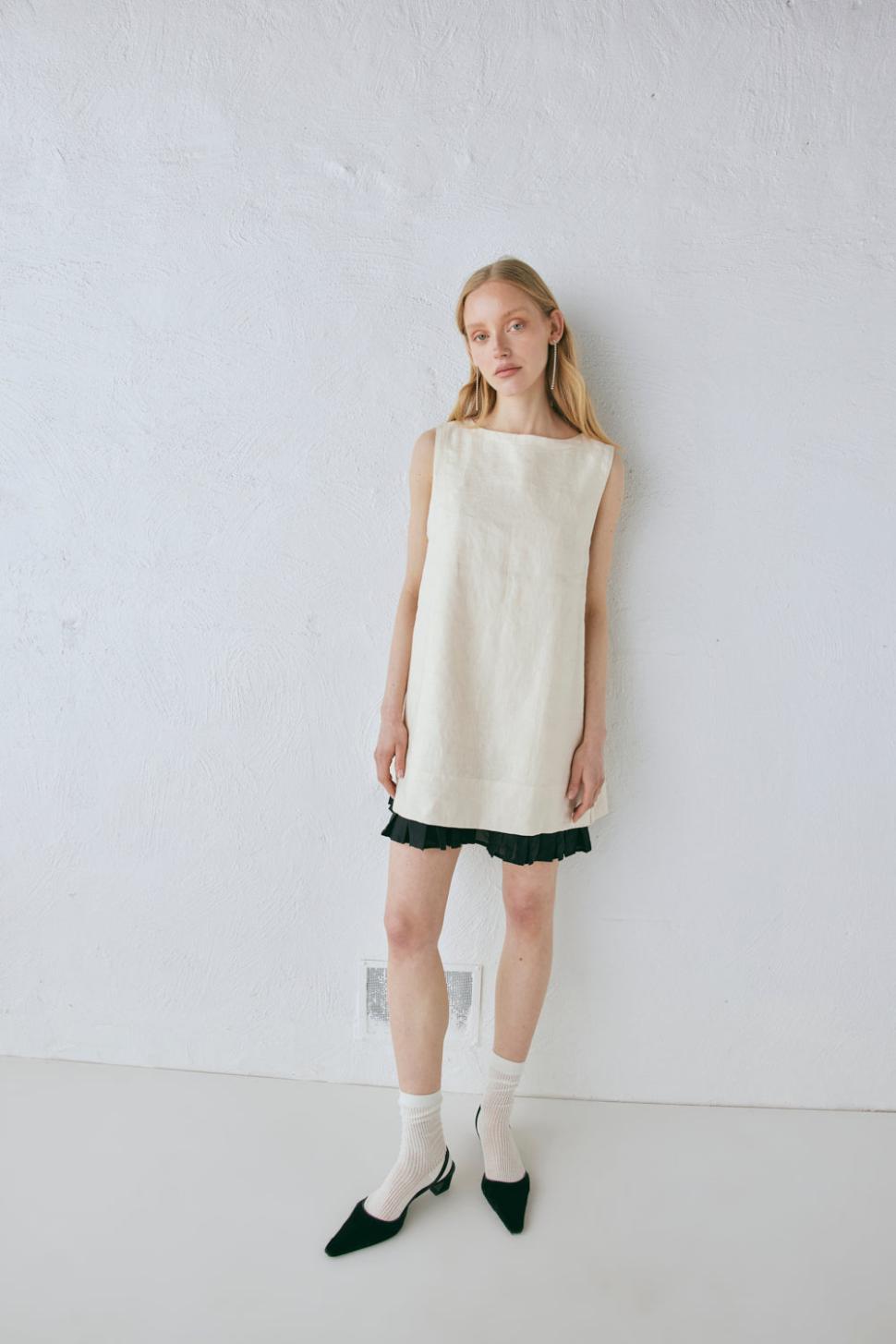 VRG GRL Mini Dresses | Women Musa Linen Mini Dress Cream