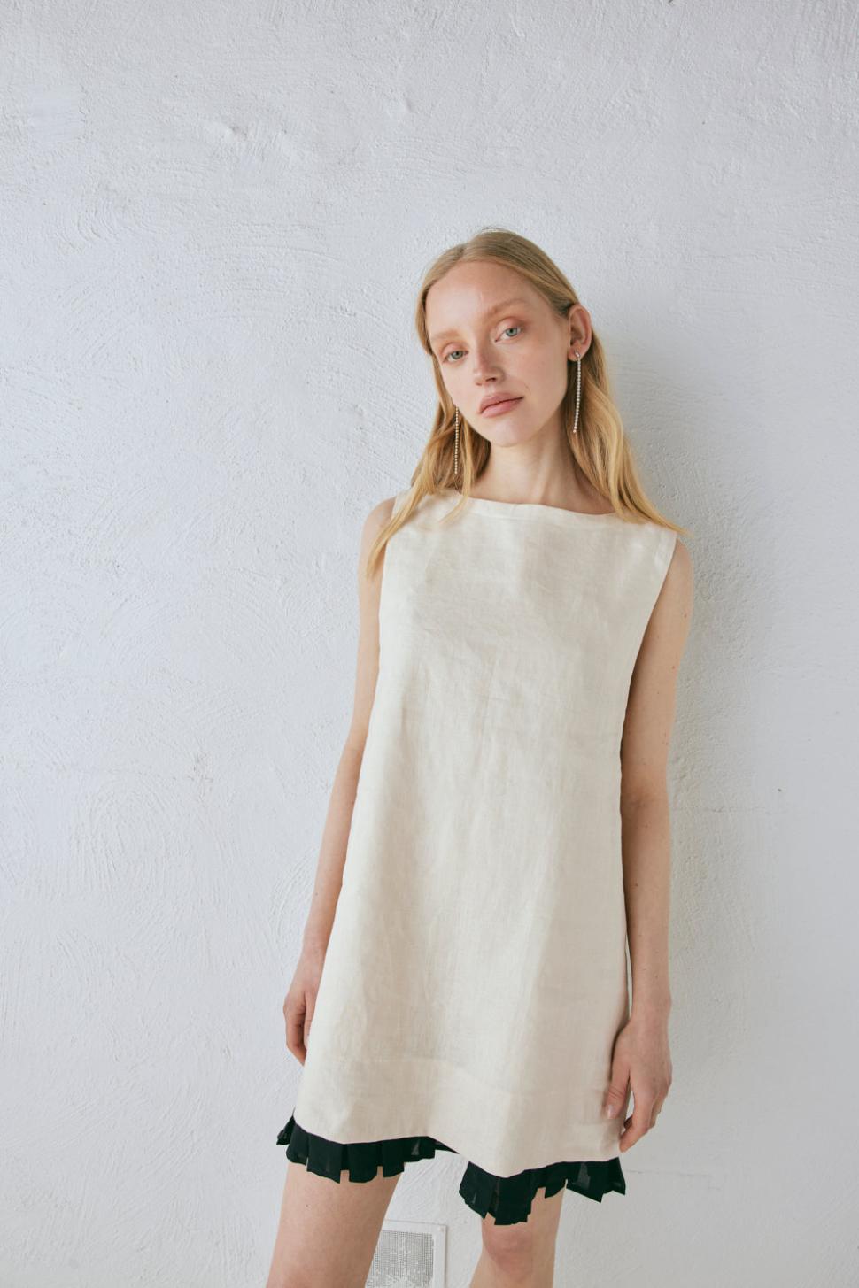 VRG GRL Mini Dresses | Women Musa Linen Mini Dress Cream