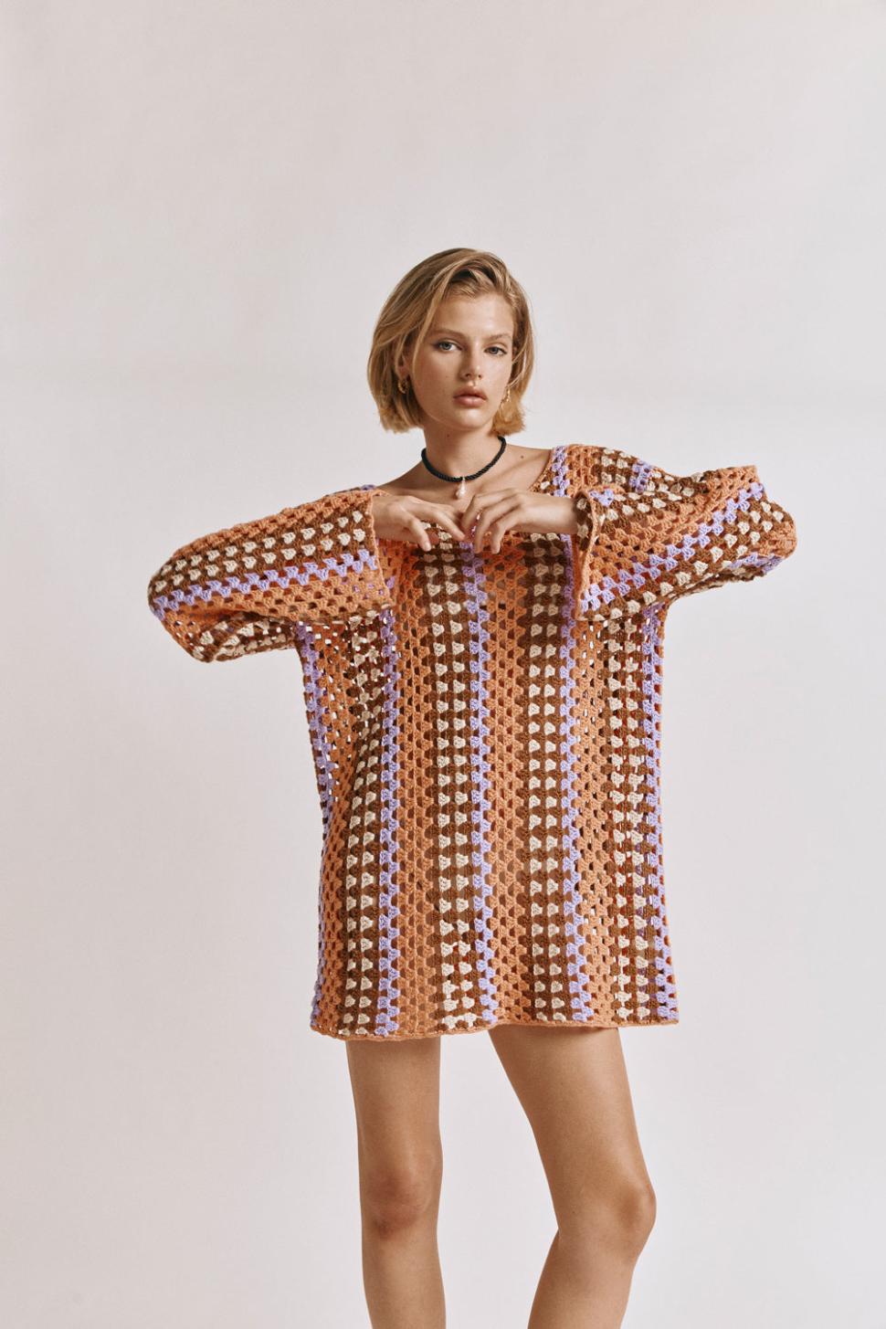 VRG GRL Mini Dresses | Women Myra Crochet Mini Dress Apricot