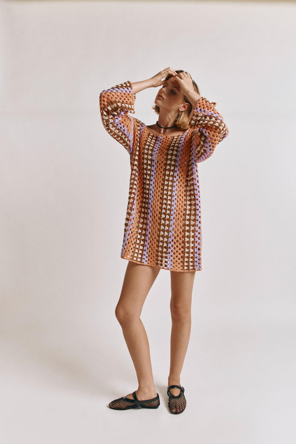 VRG GRL Mini Dresses | Women Myra Crochet Mini Dress Apricot