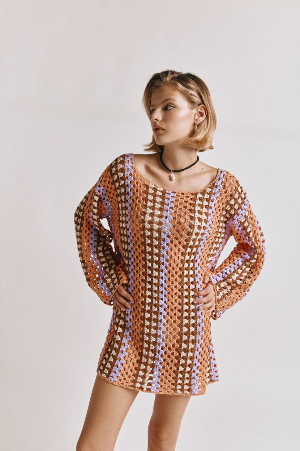 VRG GRL Mini Dresses | Women Myra Crochet Mini Dress Apricot