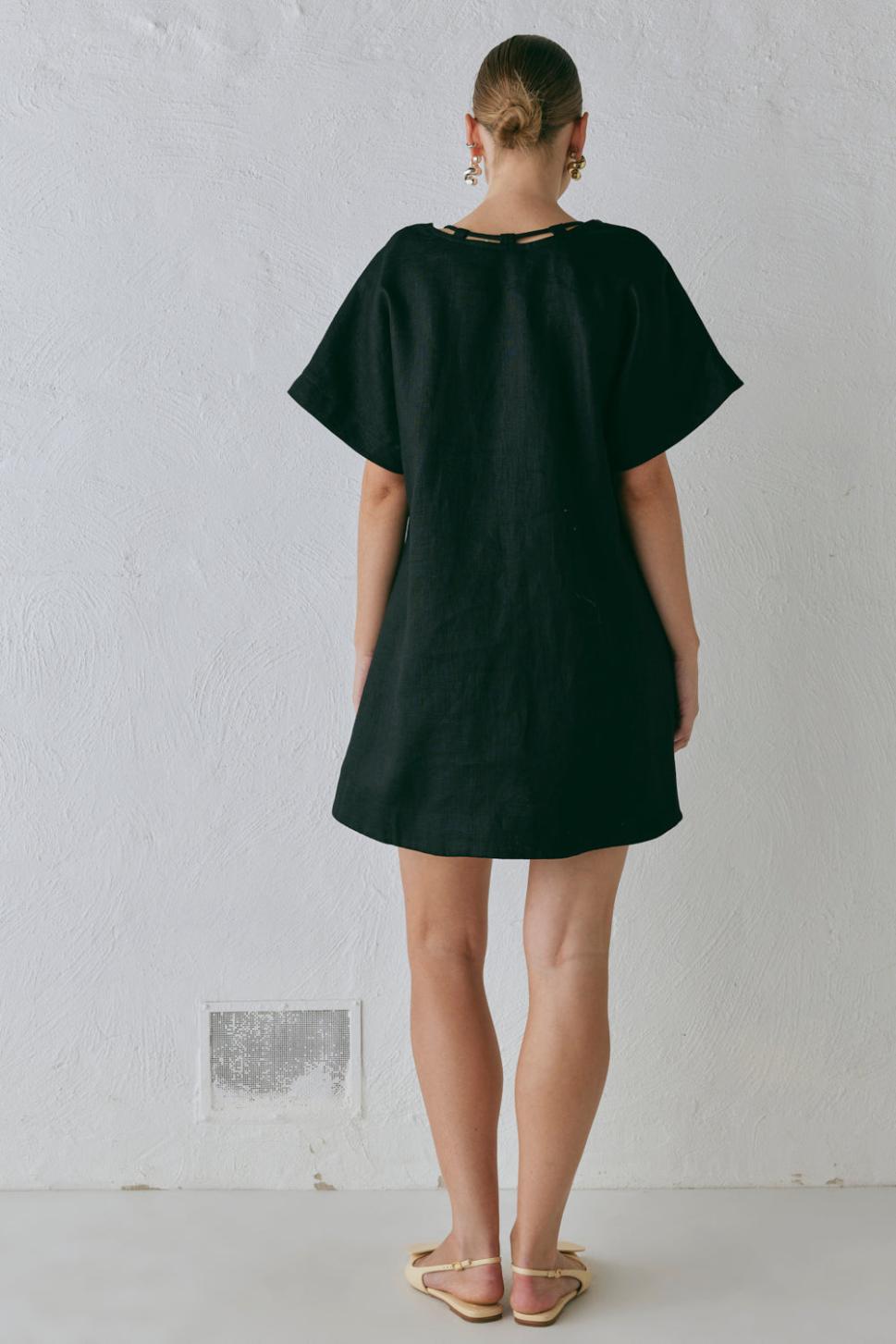 VRG GRL Mini Dresses | Women Nellie Linen Mini Dress Black