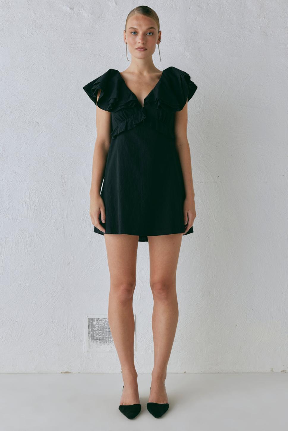 VRG GRL Mini Dresses | Women Party Nights Frill Mini Dress Black