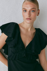 VRG GRL Mini Dresses | Women Party Nights Frill Mini Dress Black