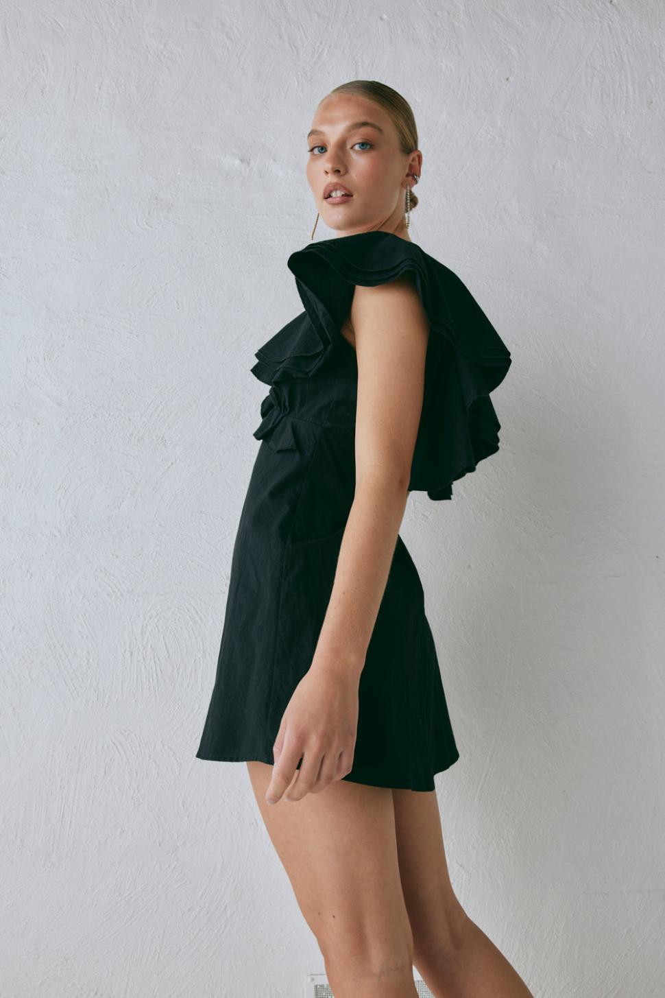 VRG GRL Mini Dresses | Women Party Nights Frill Mini Dress Black