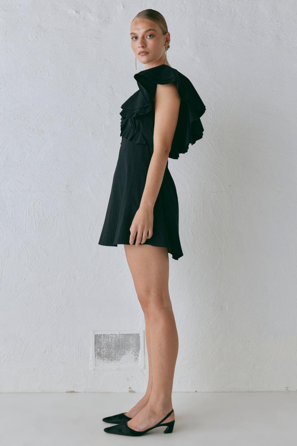 VRG GRL Mini Dresses | Women Party Nights Frill Mini Dress Black