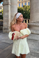 VRG GRL Mini Dresses | Women Party Nights Frill Mini Dress Lemon