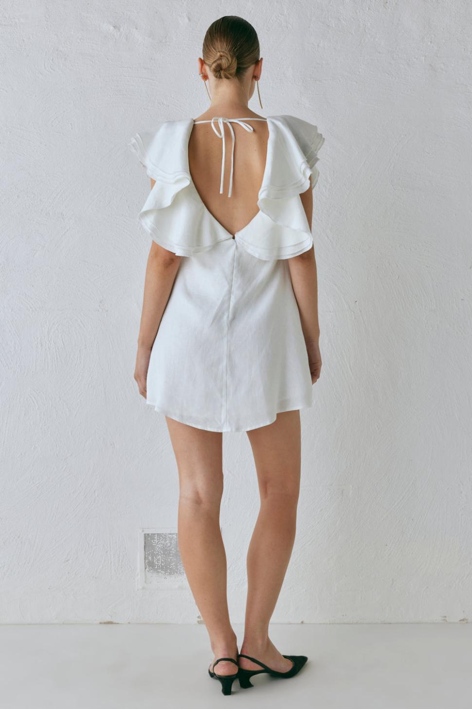 VRG GRL Mini Dresses | Women Party Nights Linen Mini Dress White