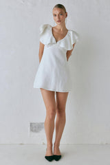 VRG GRL Mini Dresses | Women Party Nights Linen Mini Dress White