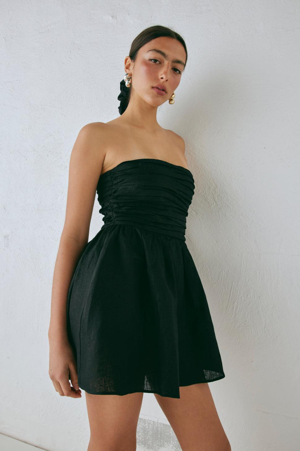 VRG GRL Mini Dresses | Women Saint Malo Linen Mini Dress Black