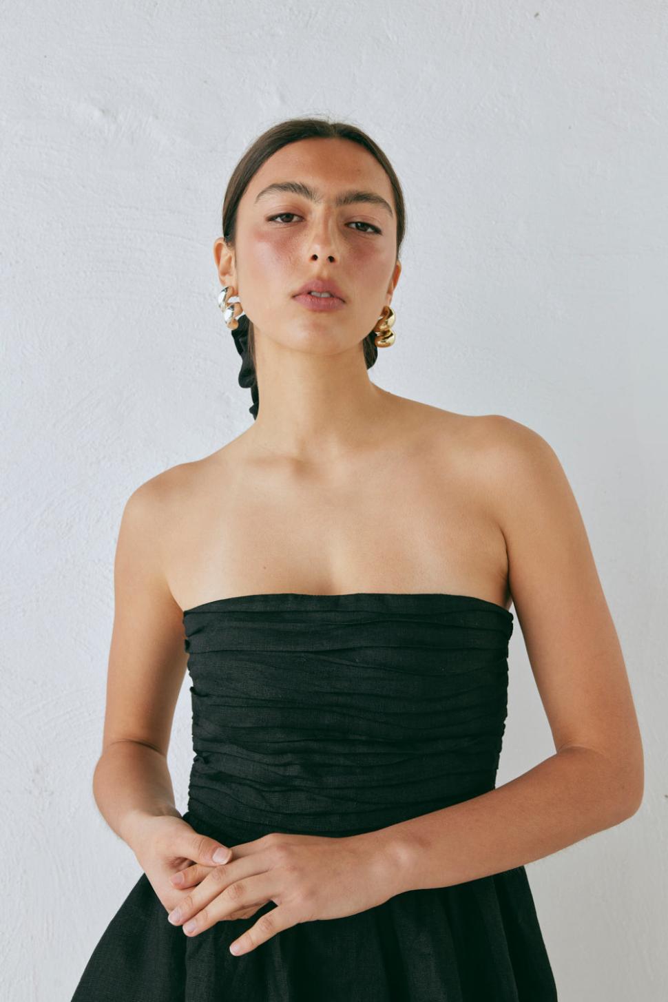 VRG GRL Mini Dresses | Women Saint Malo Linen Mini Dress Black