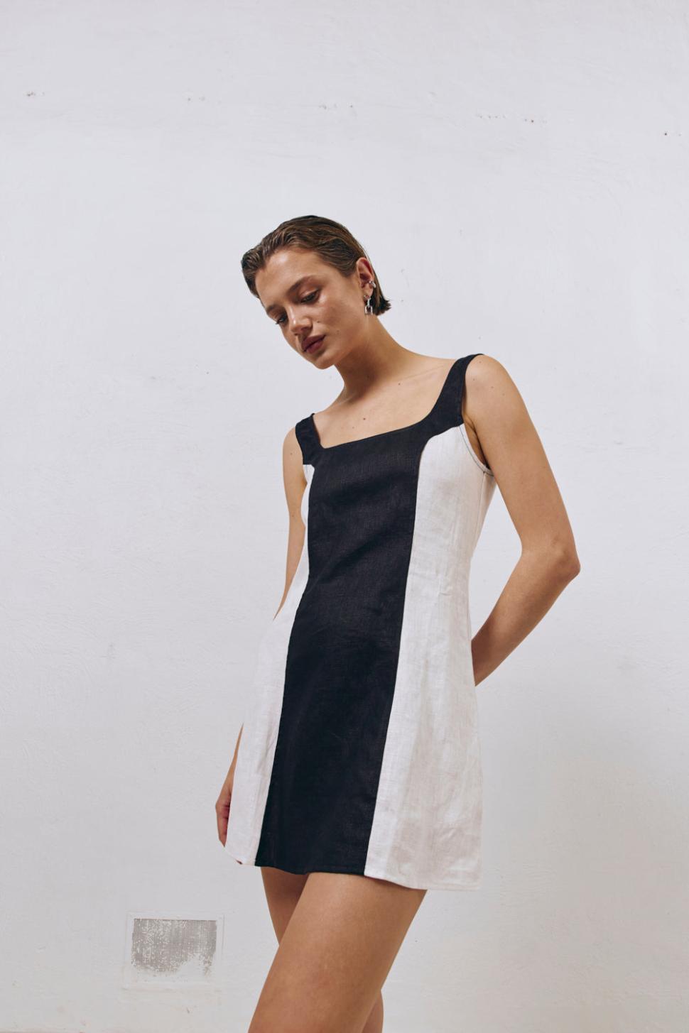 VRG GRL Mini Dresses | Women Saskia Linen Mini Dress Black