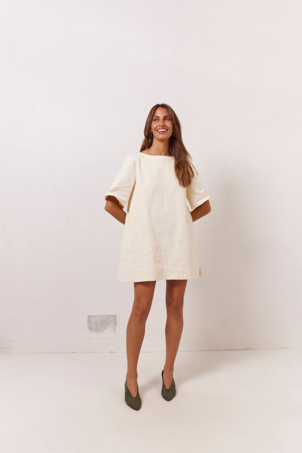 VRG GRL Mini Dresses | Women Suki Denim Mini Dress Cream