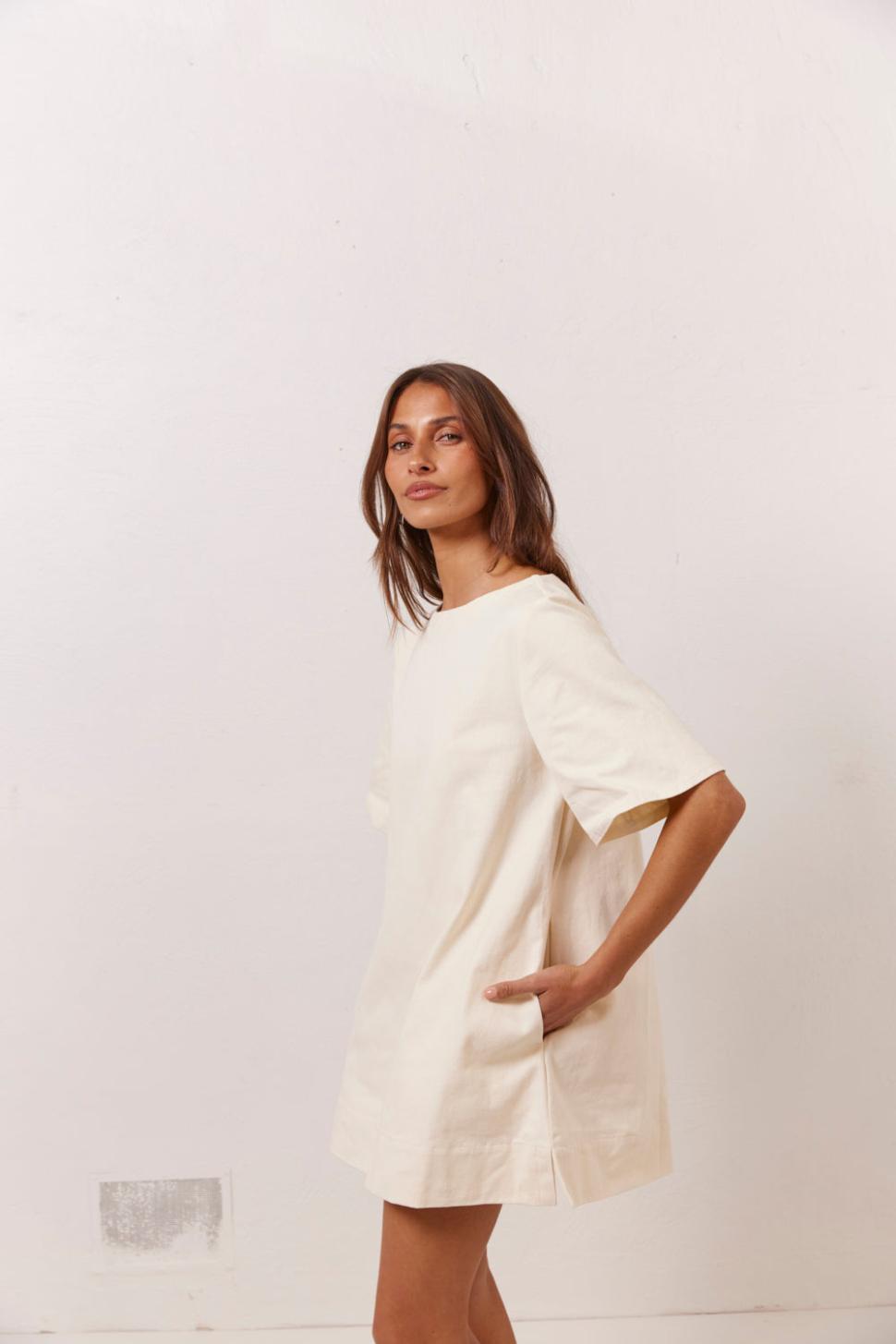 VRG GRL Mini Dresses | Women Suki Denim Mini Dress Cream