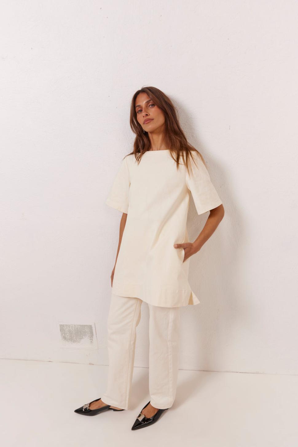 VRG GRL Mini Dresses | Women Suki Denim Mini Dress Cream