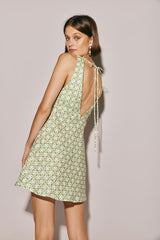 VRG GRL Mini Dresses | Women Sun Seeker Bias Cut Linen Mini Dress Sage
