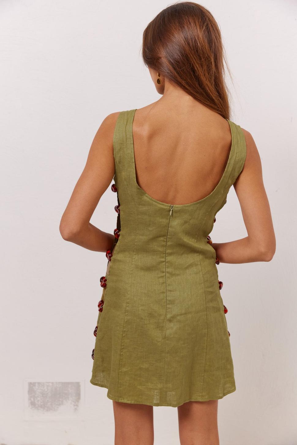 VRG GRL Mini Dresses | Women Tia Linen Mini Dress Olive