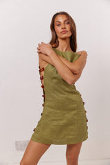 VRG GRL Mini Dresses | Women Tia Linen Mini Dress Olive