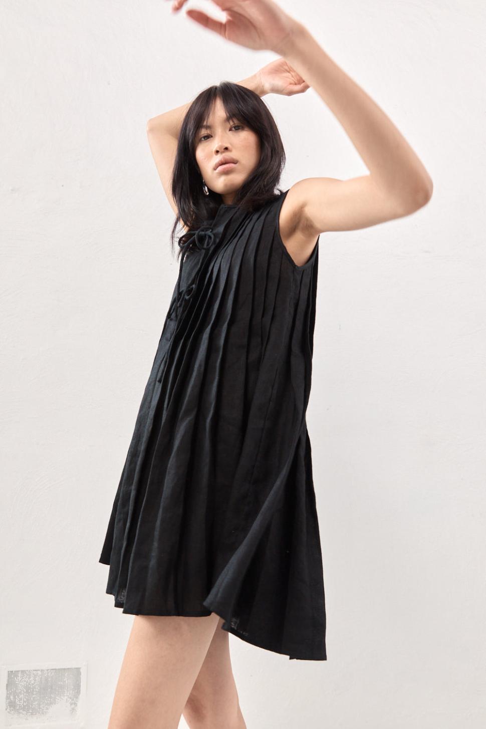 VRG GRL Mini Dresses | Women Valeria Linen Mini Dress Black