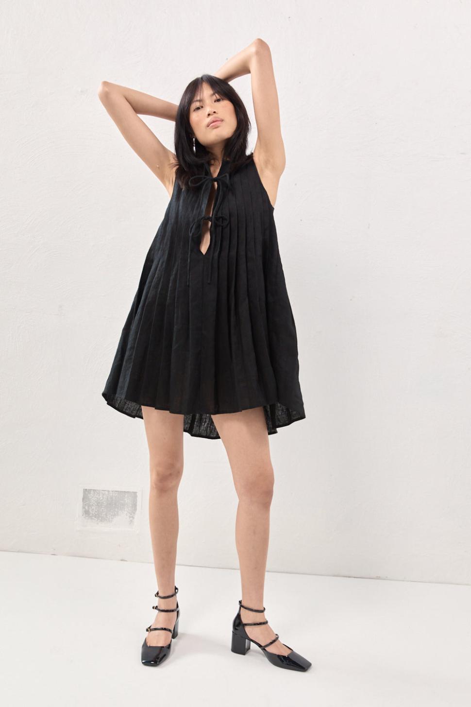 VRG GRL Mini Dresses | Women Valeria Linen Mini Dress Black