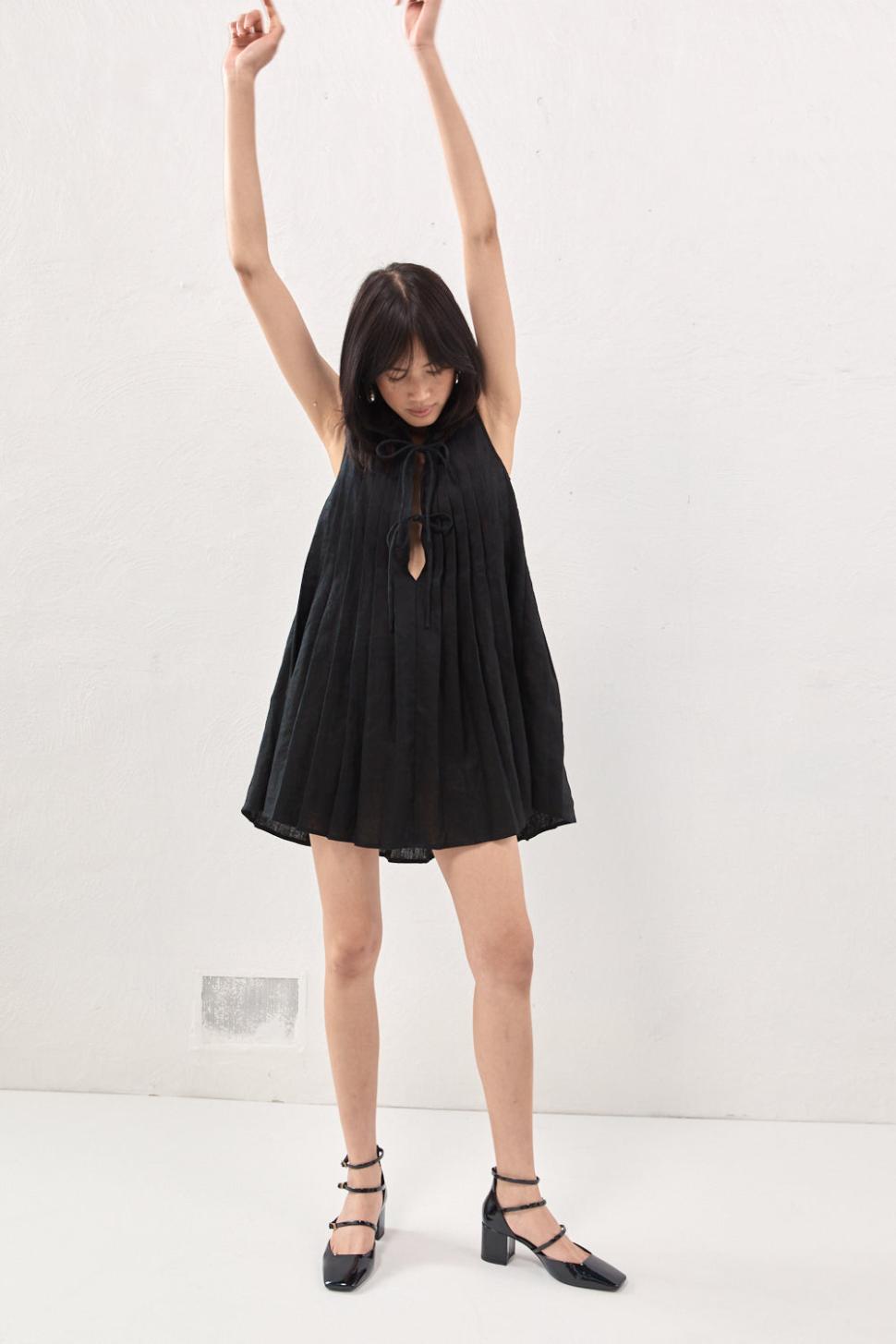 VRG GRL Mini Dresses | Women Valeria Linen Mini Dress Black