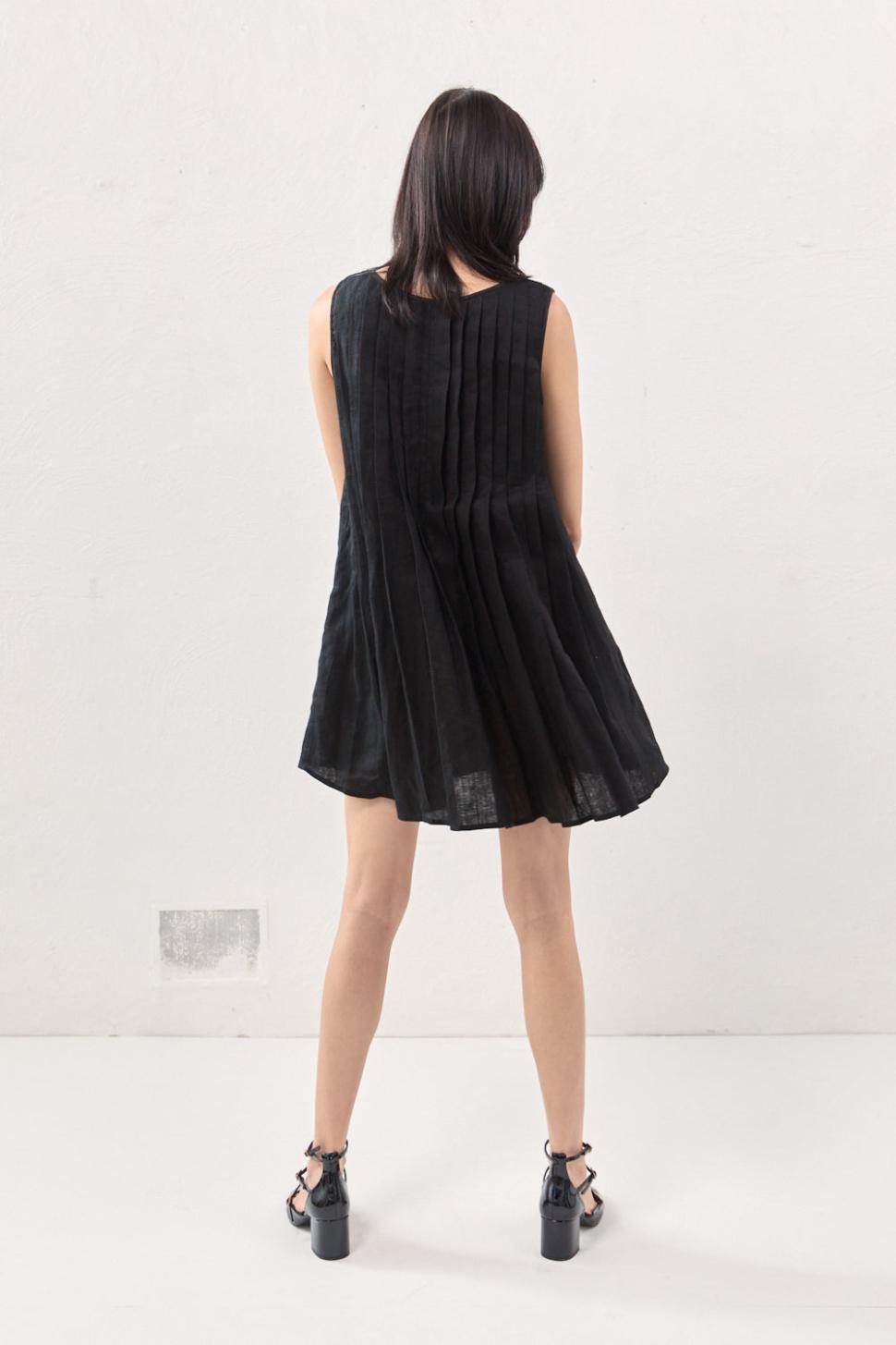 VRG GRL Mini Dresses | Women Valeria Linen Mini Dress Black