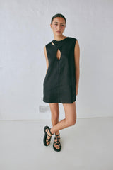 VRG GRL Mini Dresses | Women Yuri Linen Mini Dress Black