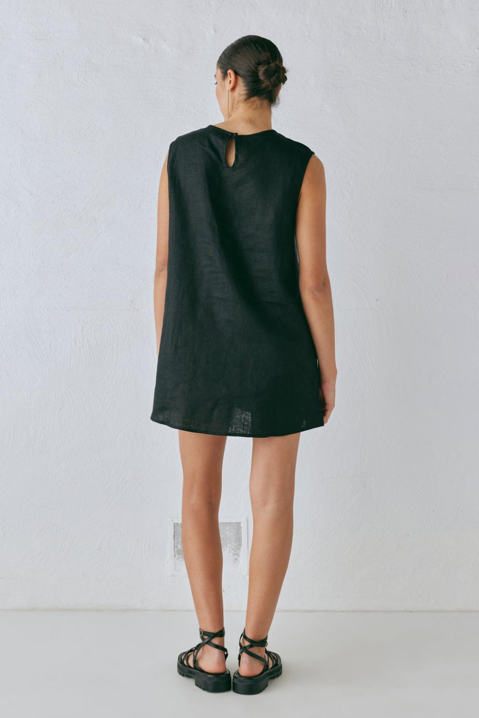 VRG GRL Mini Dresses | Women Yuri Linen Mini Dress Black