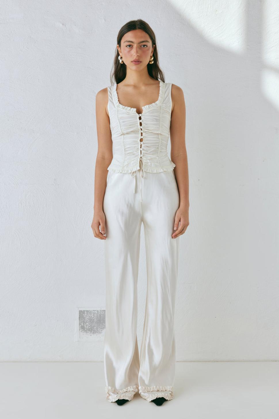 VRG GRL Pants | Women Citara Satin Pants White