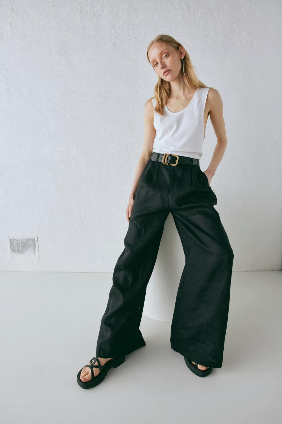 VRG GRL Pants | Women Energy Flows Linen Pants Black