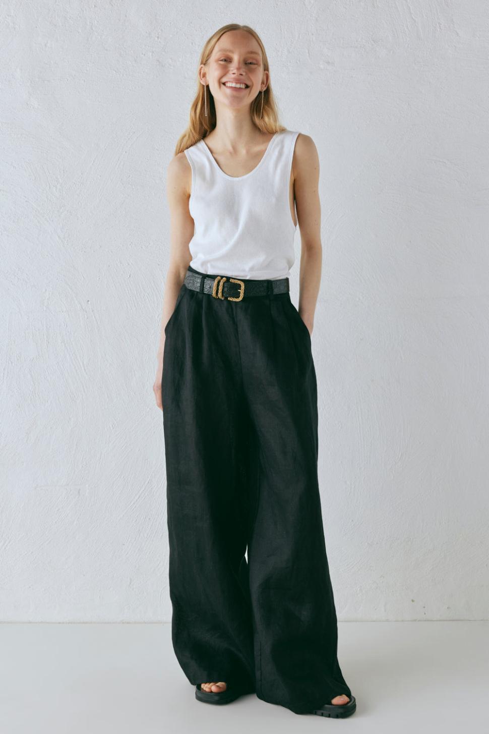 VRG GRL Pants | Women Energy Flows Linen Pants Black