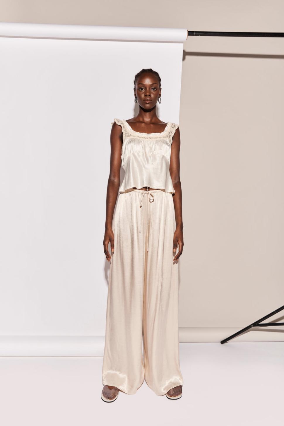 VRG GRL Pants | Women Merci Satin Pants Champagne