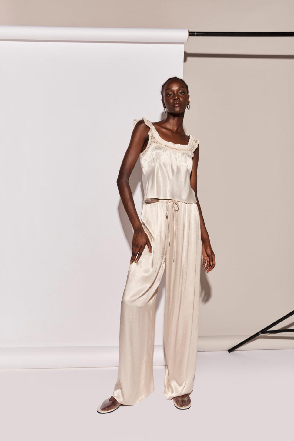 VRG GRL Pants | Women Merci Satin Pants Champagne