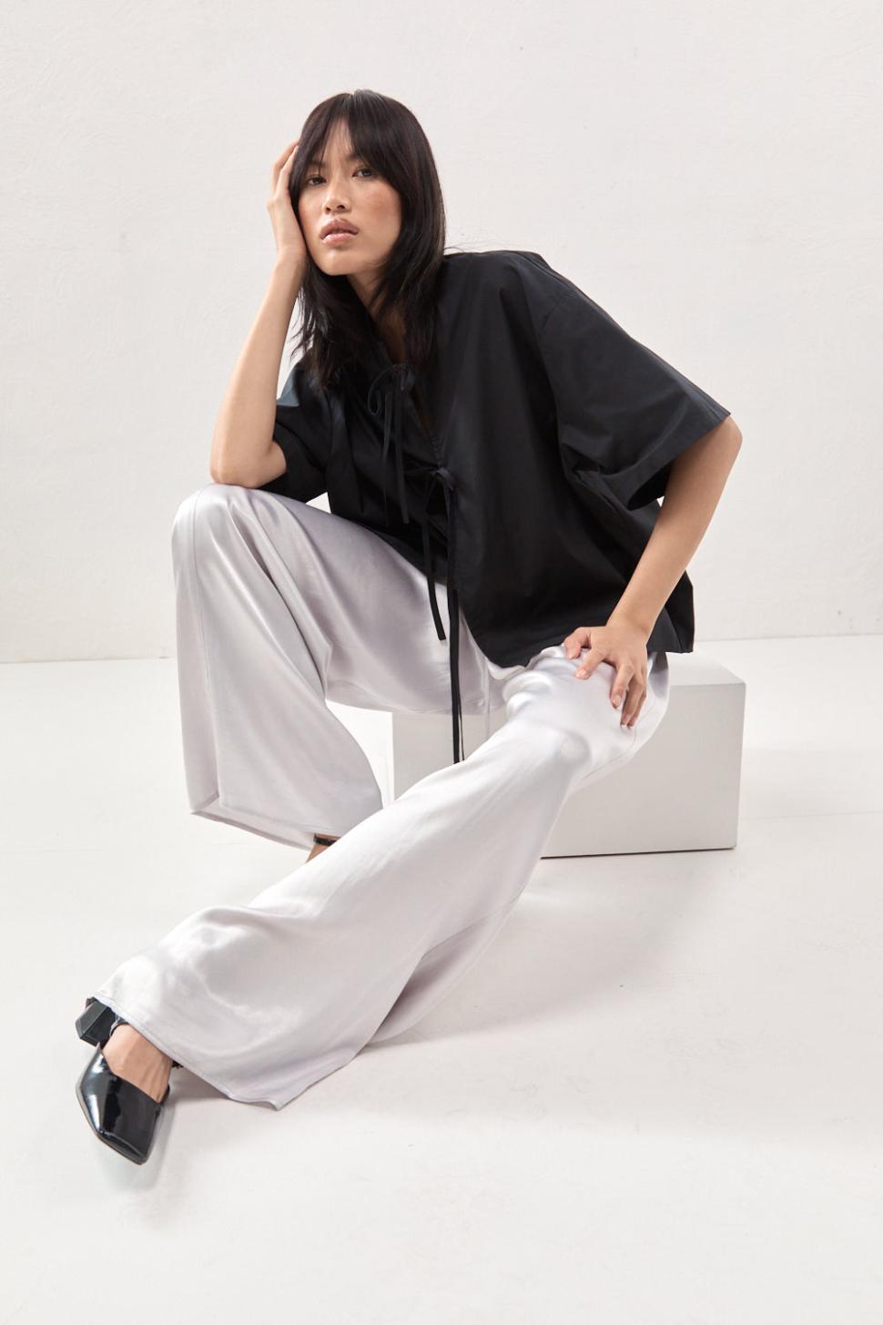 VRG GRL Pants | Women Merci Satin Pants Silver