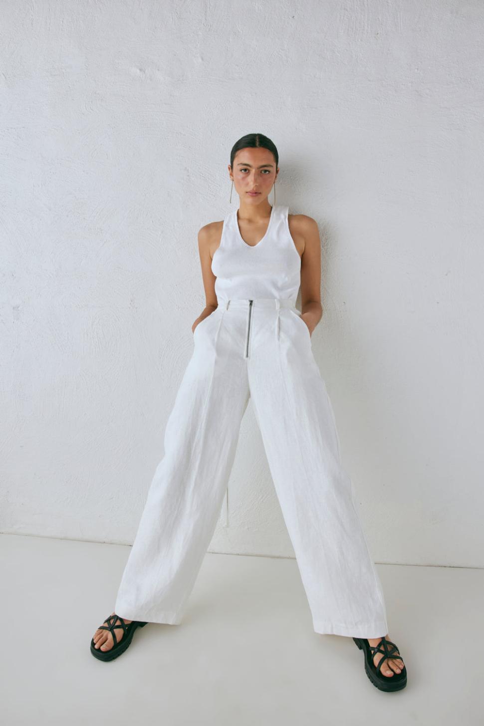 VRG GRL Pants | Women Nahna Linen Pants White
