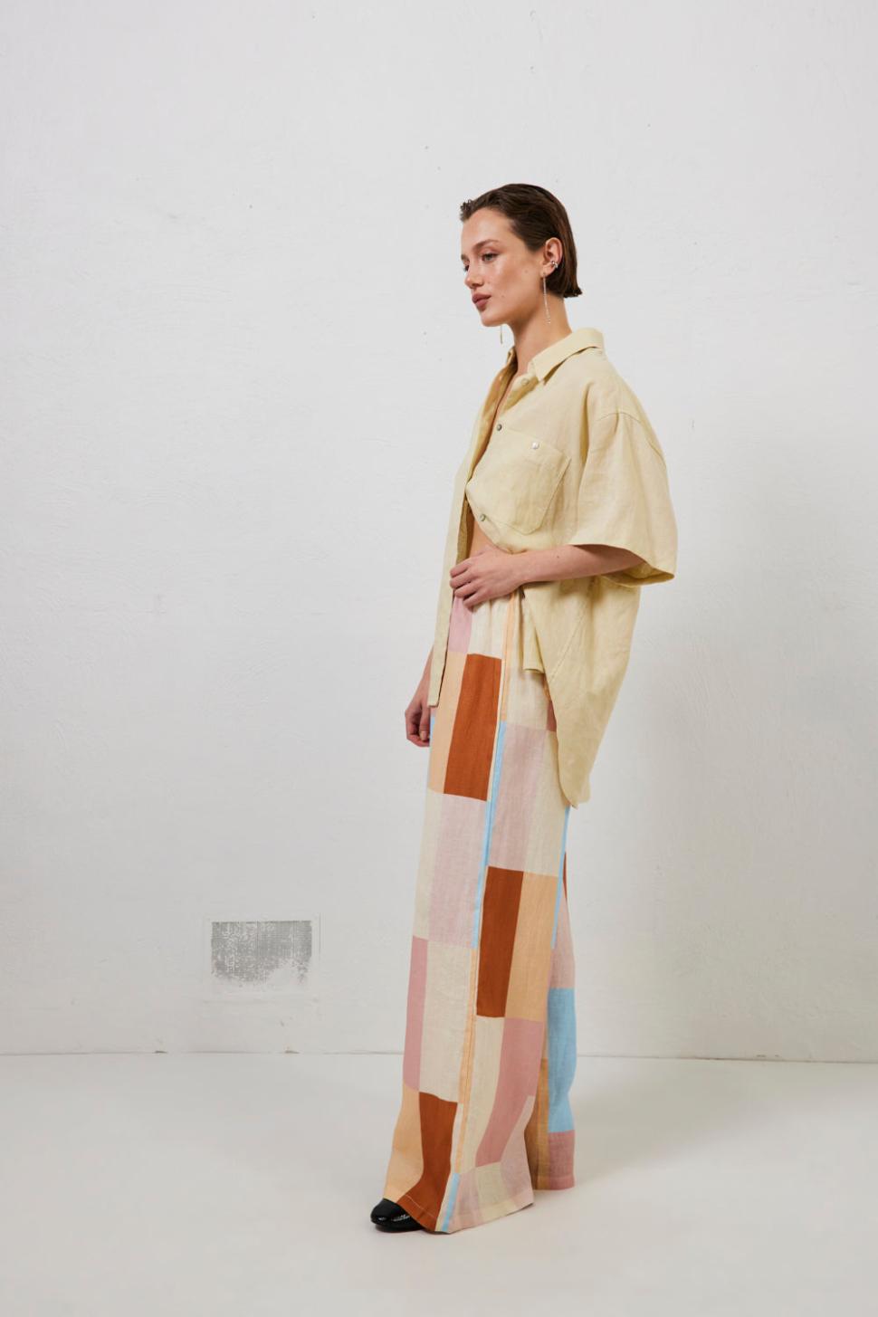 VRG GRL Pants | Women Petra Linen Pants Patchwork