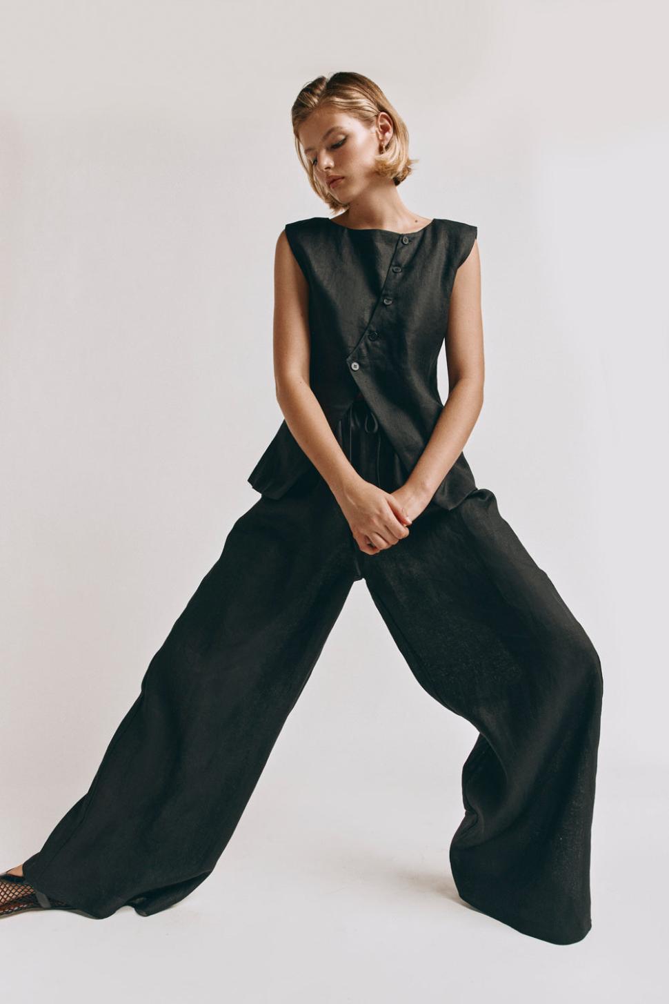 VRG GRL Pants | Women Raya Linen Pants Black
